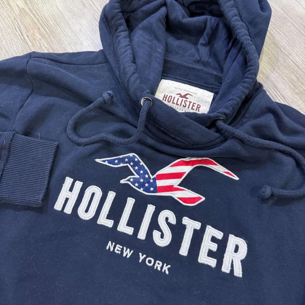 Hollister Womens XS Y2K 2000s American Flag New‎ York Logo Hoodie